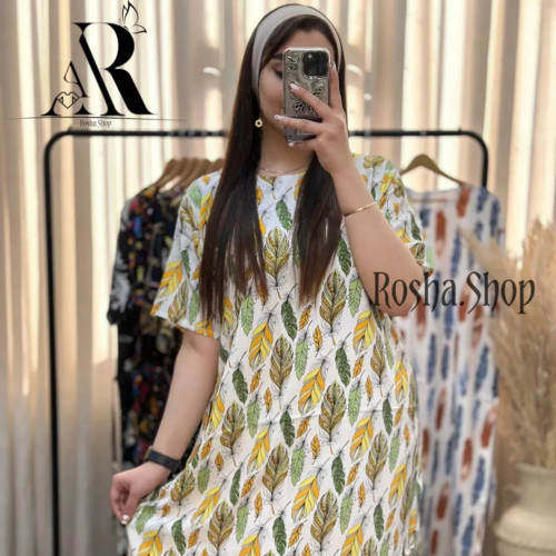 پیراهن ساحلی نخی گرم بالا آستین کوتاه 😍🤌🏻