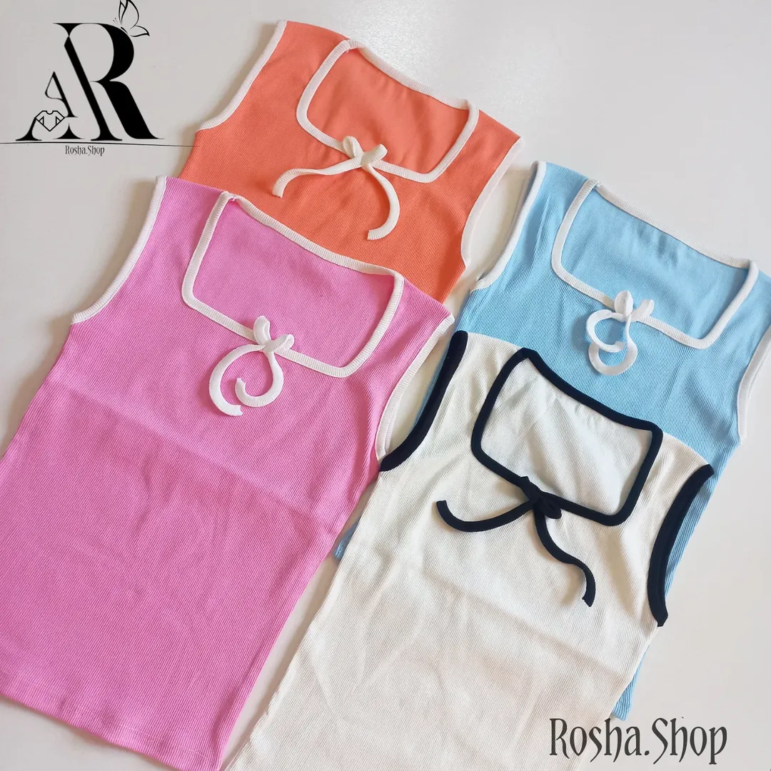 تاپ یقه خشتی پاپییونی زنانه کبریتی پنبه🤌🏻🍭