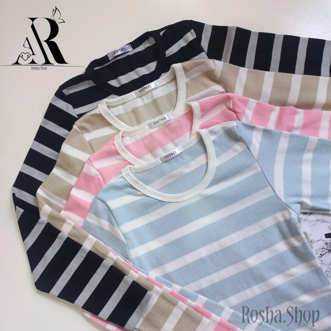 بلوز یقه گرد راه راه کبریتی 🎀🫧🦋