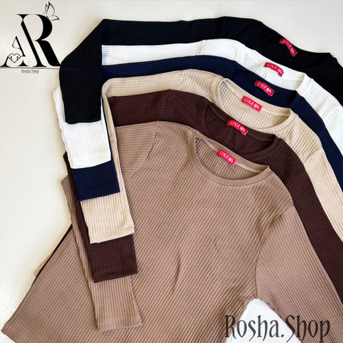 بلوز یقه گرد کرکره کشبافت قواره دار🤎🍂